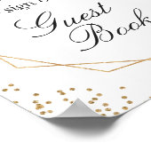ゲストブック 署名 緑の植物 ゴールド グリッター 花 (角)