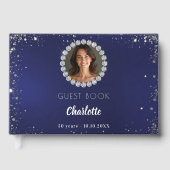 ゲストブック 誕生日 ネイビーブルー 写真 ダイヤモンド (正面)