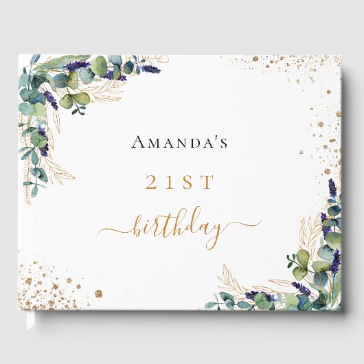 ゲストブック 誕生日 ユーカリのグリーン (正面)