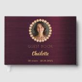 ゲストブック 誕生日 ワインレッド 写真 ダイヤモンド (正面)