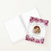 ゲストブック 追悼 ピンク 花の写真 葬儀 ノートブック (内部)