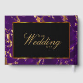 ゲストブック – 黒、金ゴールド、紫の大理石 (裏面)