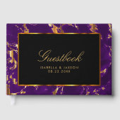 ゲストブック – 黒、金ゴールド、紫の大理石 (正面)