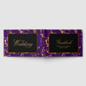 ゲストブック – 黒、金ゴールド、紫の大理石 (全面)