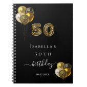 ゲストブック 50歳の誕生日 黒 ゴールド レオパード 動物 ノートブック (正面)