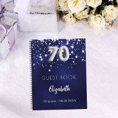 『ゲストブック 70歳の誕生日 ネイビーブルー 銀の星』 ノートブック