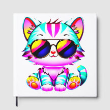 ゲストブック....「Groovy Neon Cat Wall Art 鮮やか -