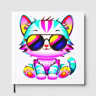 ゲストブック....「Groovy Neon Cat Wall Art 鮮やか - ゲストブック