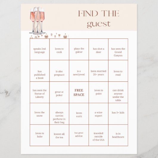 ゲストブライダルシャワーゲームの検索 チラシ (正面)