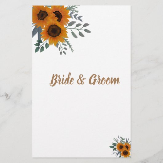 ゲストブライダルシャワーゲームカードヒマワリを見つける チラシ (裏面)