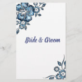 ゲストブライダルシャワーゲームカードブルーフラワーを見つける チラシ (裏面)