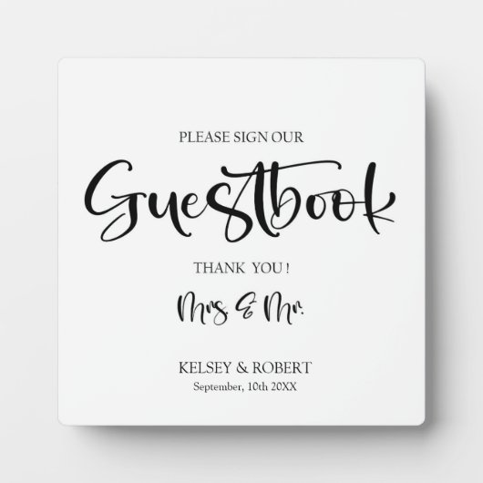ゲストブ結婚ックの看板Tabletopプラーク フォトプラーク (正面)