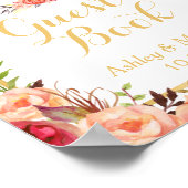 ゲストブ結婚ック徴候 |オレンジ素朴色の金ゴールドフローラ ポスター (角)