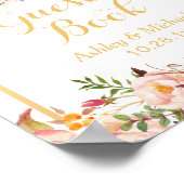 ゲストブ結婚ック徴候 |ヴィンテージ金ゴールドフレームフローラ ポスター (角)