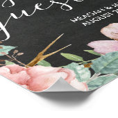 ゲストブ結婚ック標識フローラエレガント ポスター (角)