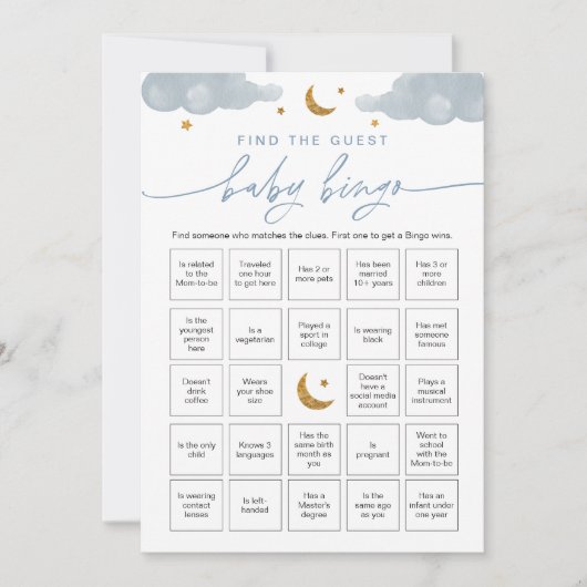 ゲストベビービンゴゲームトゥインクルスターを見つける 招待状 (正面)
