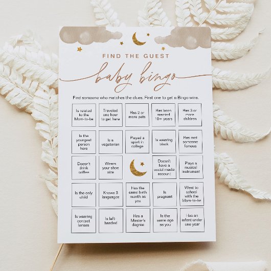 ゲストベビービンゴゲームトゥインクルスターを見つける 招待状