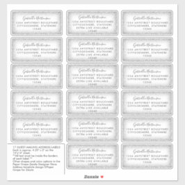 ゲストメーリング住所 シールモダンシルバーグリッター シール