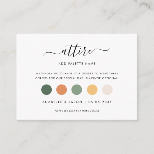 ゲストモダンQRコー結婚ドのドレスコードの服装 エンクロージャーカード (正面)