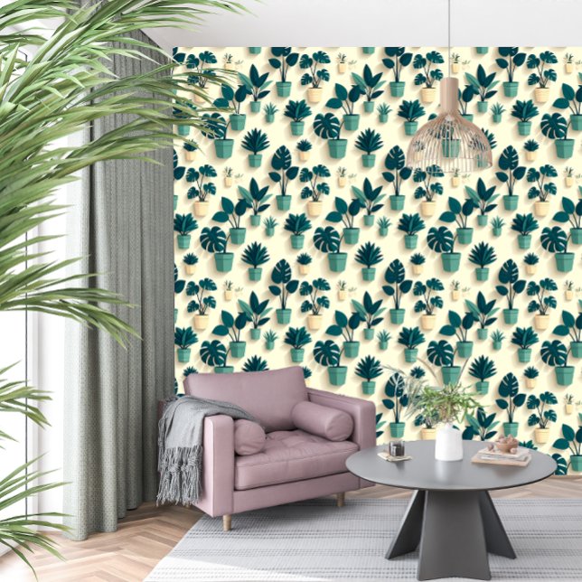 ゲストルーム用トロピカルボタニカル壁紙 壁紙 (Experience a luxury urban oasis where tropical style, modern comfort, and memorable stays unite. 🌿)