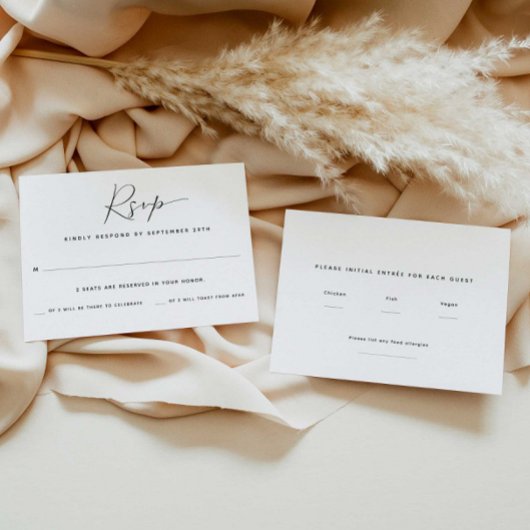 ゲスト人数と食事選択の返信カード 出欠カード