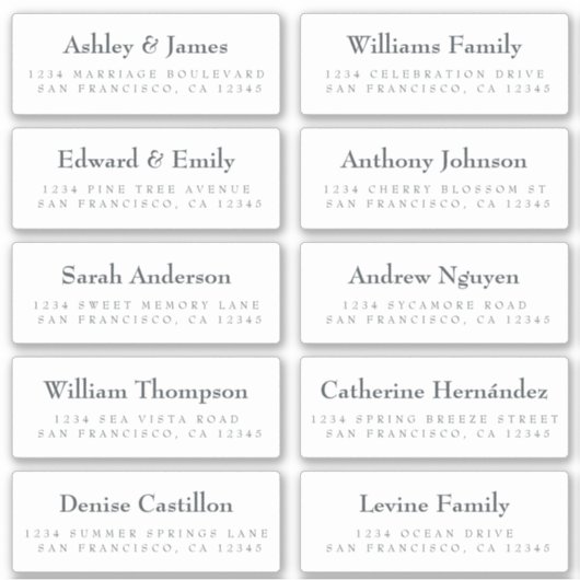 ゲスト住所ラベル: 8インチまたは6インチで注文 シール (正面)
