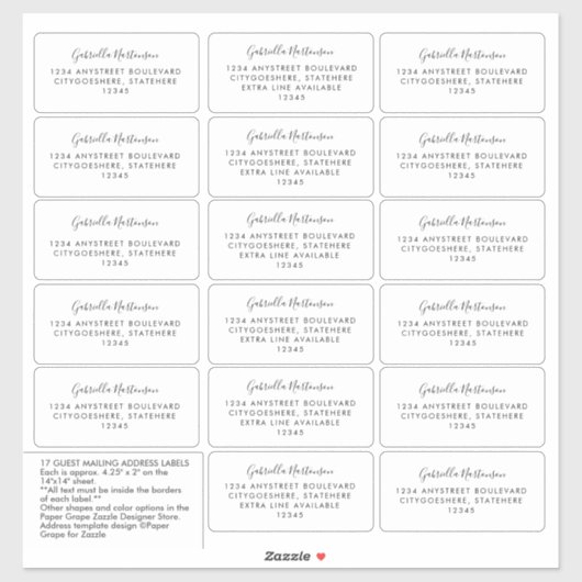 ゲスト住所 シールシンプルモダン書道 シール (シート)