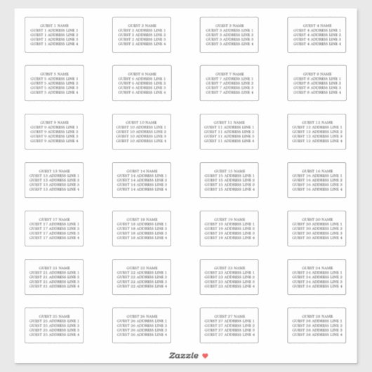 ゲスト住所 シール28招待状封筒 シール (シート)