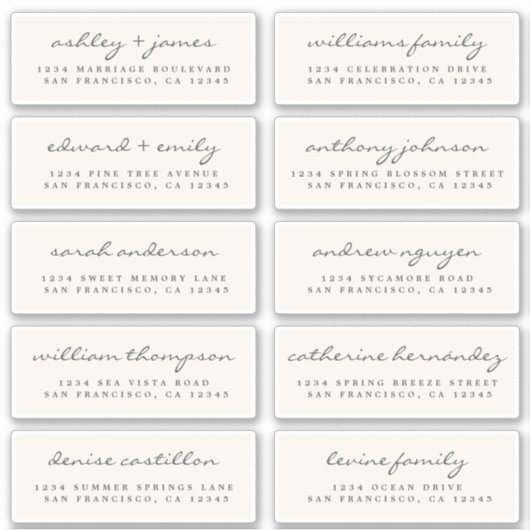 ゲスト住所 シールORDER 6"または8"シートのスクリプト! シール (正面)