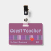 ゲスト先生k-12スクールパープルバッジ バッジ (正面 （クリップ付）)