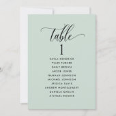 ゲスト名が付いたシーティングプランカードSage Green、 (正面)