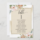 ゲスト名のベージュとピンクのシーティングプランカード (裏面)