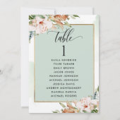 ゲスト名の付いたセージとピンクのシーティングプランカード (裏面)