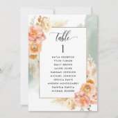 ゲスト名の付いた桃、セージのシーティングプランカード (正面)