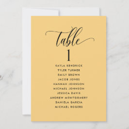 ゲスト名の付いた黄色のシーティングプランカード