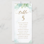 ゲスト名の緑のシーティングプランカード (正面)