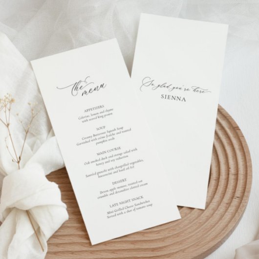 ゲスト名モダン付きのメニュ結婚ー・カード メニュー