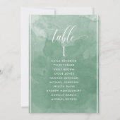 ゲスト名付きグリーンウォーターのシーティングプランカード (裏面)