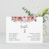 ゲスト名付きシーティングカード赤面ピンクとブルー (スタンド正面)