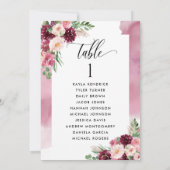 ゲスト名Burgundy Pinkのシーティングプランカード (裏面)