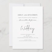 ゲスト名QRコード付きミニマル結婚リストスクリプト 招待状 (正面)