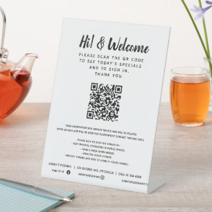 ゲスト向けの非接触QRコードビジネスカスタム 台座サイン
