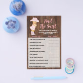 ゲスト女性のカーボーイベビーシャワーゲームカードを見つける チラシ (シングル)