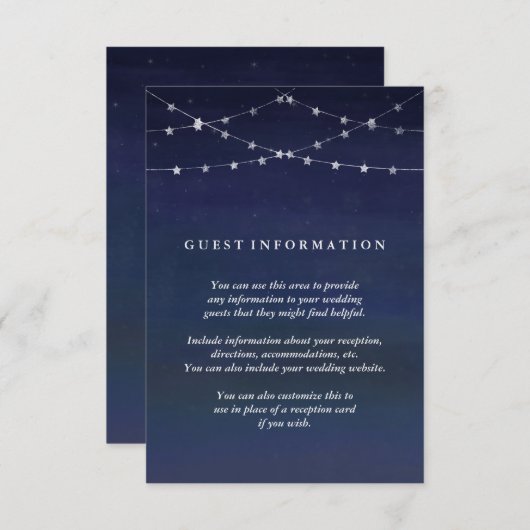 ゲスト情報を結婚する星の夜空の花輪 エンクロージャーカード (正面/裏面)