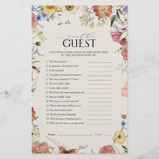ゲスト押しフローラブライダルシャワーゲームの検索 (正面)