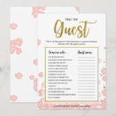 ゲスト探しゲーム | ゴールドとピンクのブライズシャワー (正面/裏面)