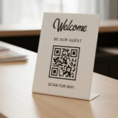 ゲスト様大歓迎 QRコードをスキャンしてWi-Fi接続 台座サイン
