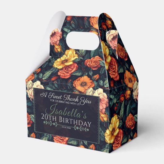 ゲスト用の放射バラ誕生日お気に入りサンキュー箱 フェイバーボックス (正面サイド)