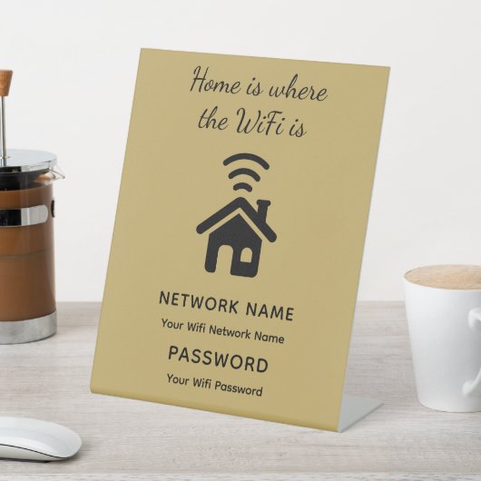 ゲスト用パーソナライズされたWiFiパスワードとネットワーク 台座サイン (インサイチュ)