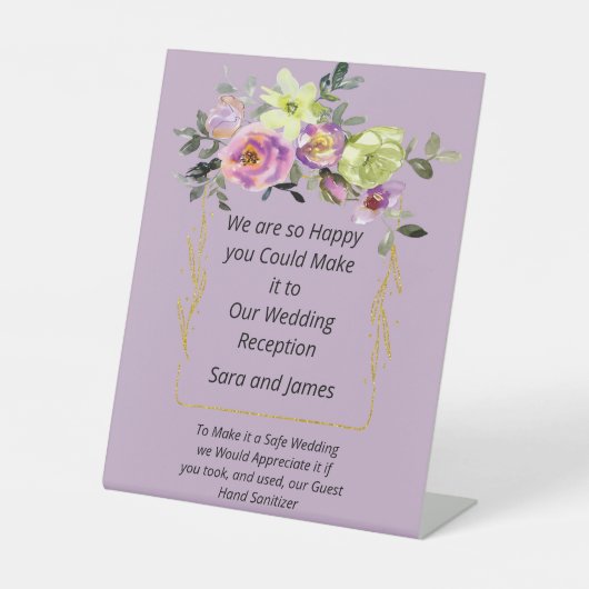 ゲスト結婚のサインHand Sanitizer 台座サイン (正面)